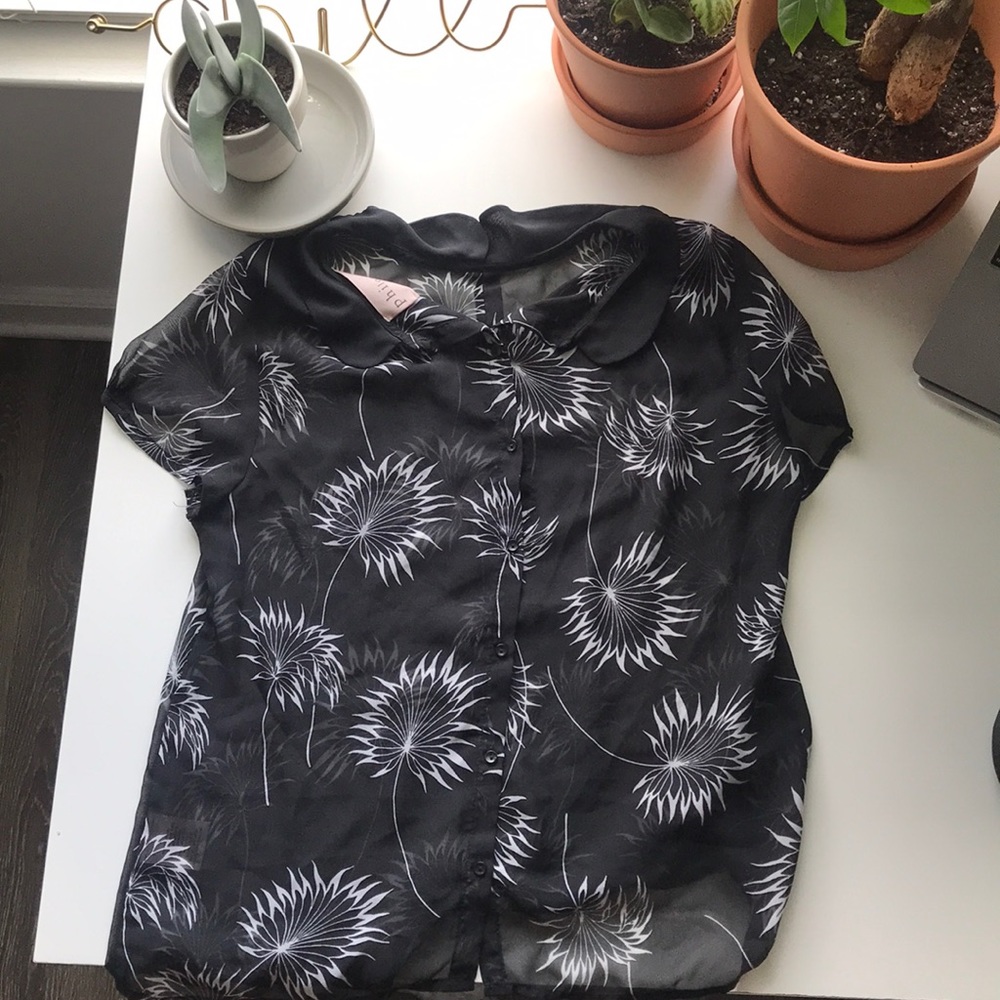 Philosophy sheer black shirt